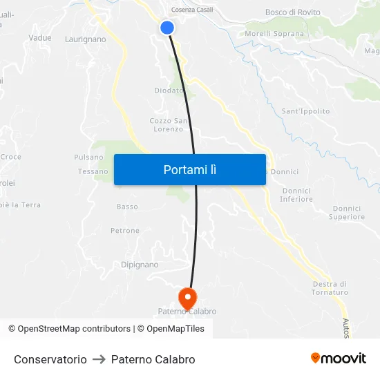 Conservatorio to Paterno Calabro map