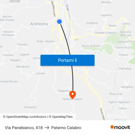 Via Panebianco, 418 to Paterno Calabro map
