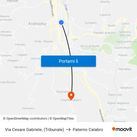 Via Cesare Gabriele, (Tribunale) to Paterno Calabro map