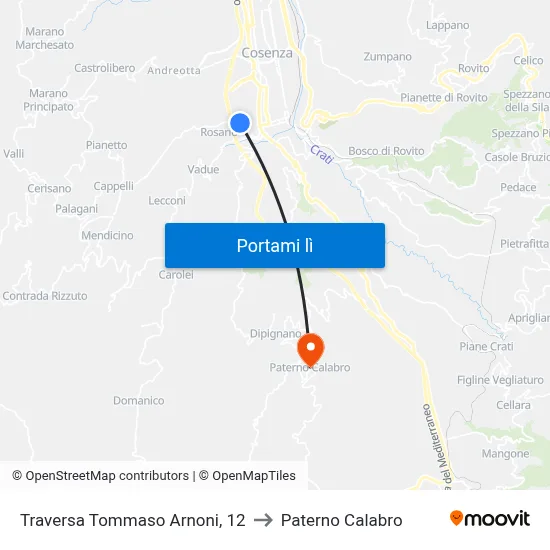Traversa Tommaso Arnoni, 12 to Paterno Calabro map