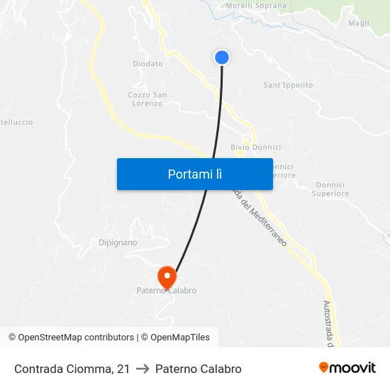 Contrada Ciomma, 21 to Paterno Calabro map