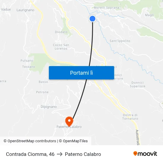 Contrada Ciomma, 46 to Paterno Calabro map