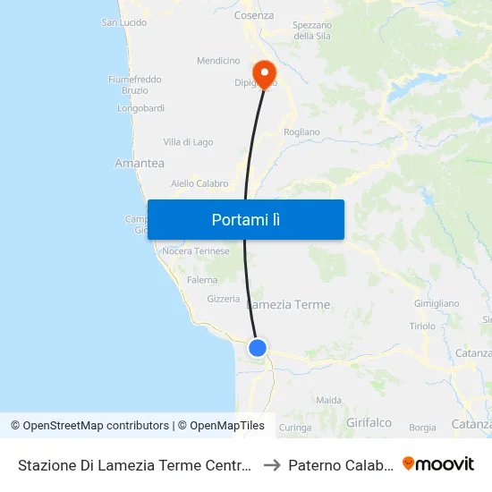 Stazione Di Lamezia Terme Centrale to Paterno Calabro map