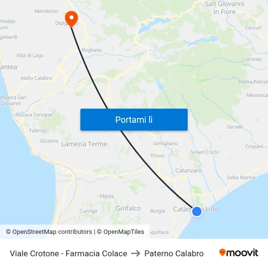 Viale Crotone - Farmacia Colace to Paterno Calabro map