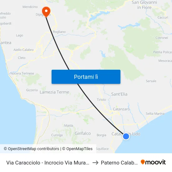 Via Caracciolo - Incrocio Via Murano to Paterno Calabro map