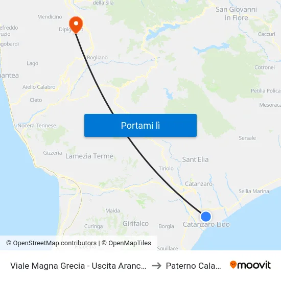 Viale Magna Grecia - Uscita Aranceto to Paterno Calabro map
