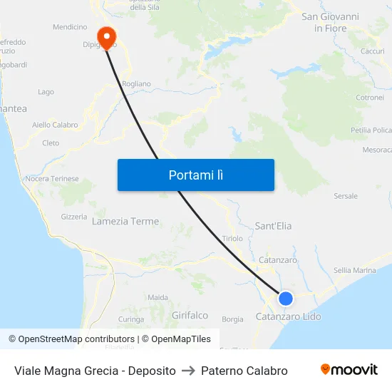 Viale Magna Grecia - Deposito to Paterno Calabro map