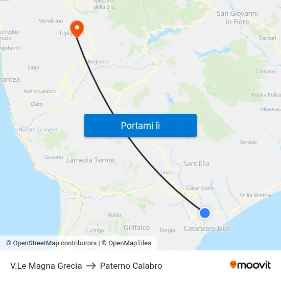 V.Le Magna Grecia to Paterno Calabro map