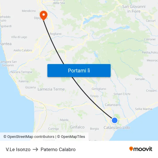V.Le Isonzo to Paterno Calabro map