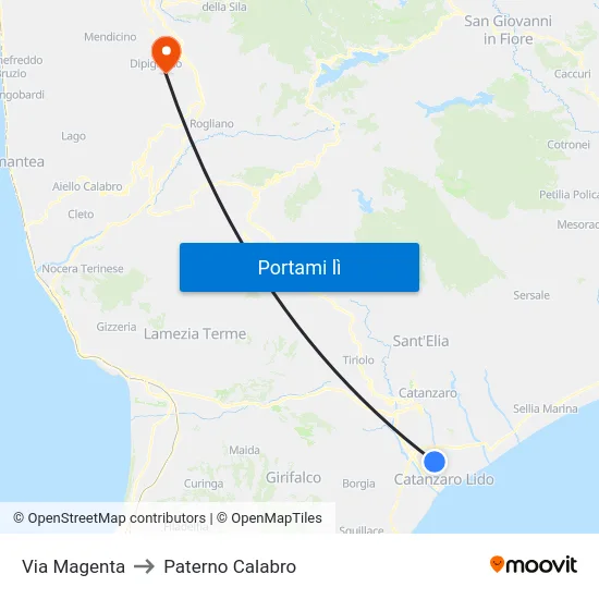 Via Magenta to Paterno Calabro map
