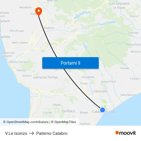 V.Le Isonzo to Paterno Calabro map
