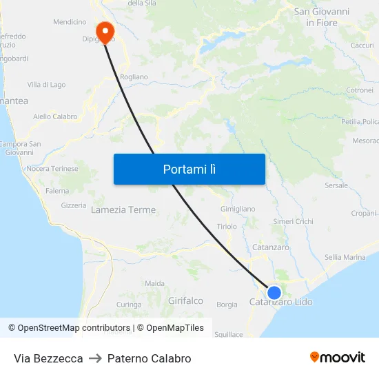 Via Bezzecca to Paterno Calabro map