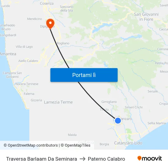 Traversa Barlaam Da Seminara to Paterno Calabro map