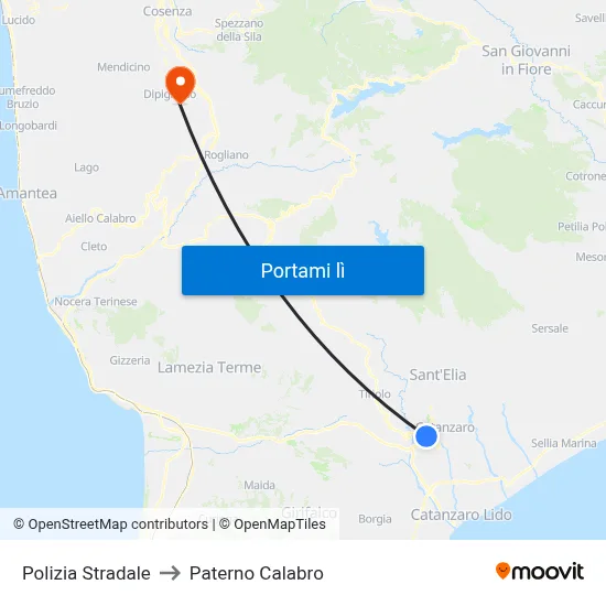 Polizia Stradale to Paterno Calabro map