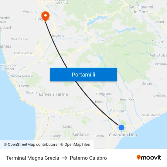 Terminal Magna Grecia to Paterno Calabro map