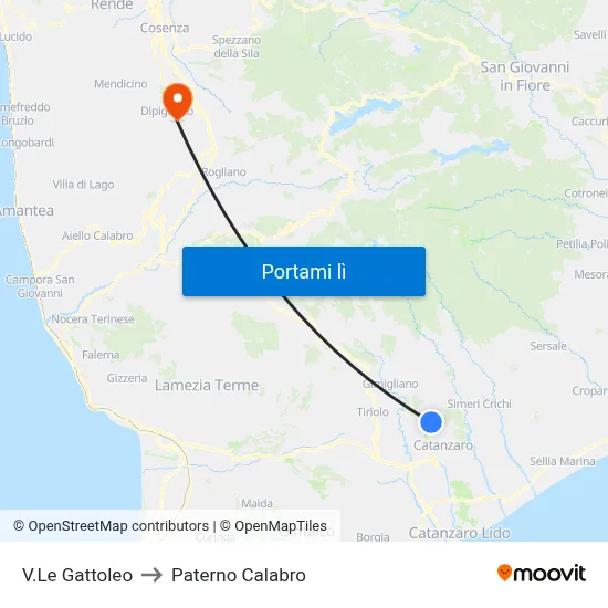 V.Le Gattoleo to Paterno Calabro map