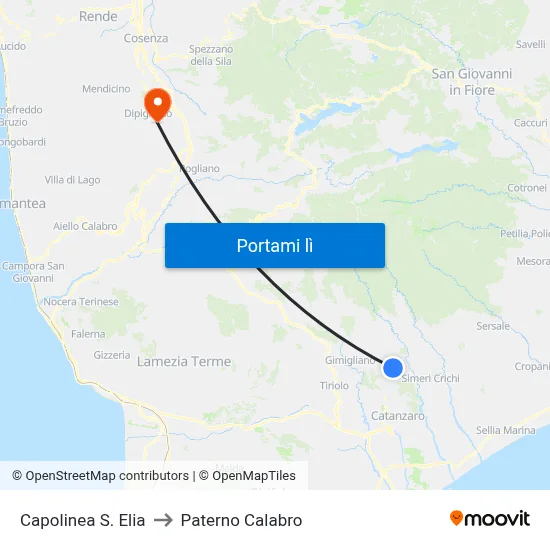 Capolinea S. Elia to Paterno Calabro map