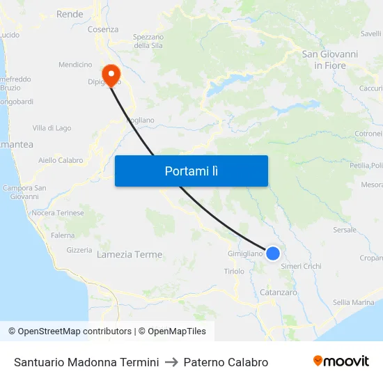 Santuario Madonna Termini to Paterno Calabro map