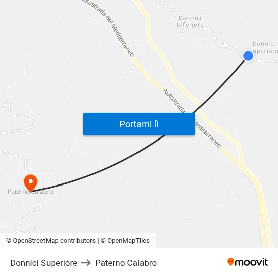 Donnici Superiore to Paterno Calabro map