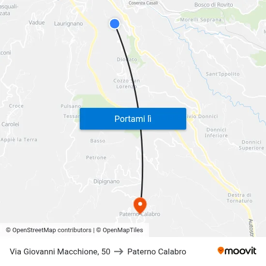 Via Giovanni Macchione, 50 to Paterno Calabro map