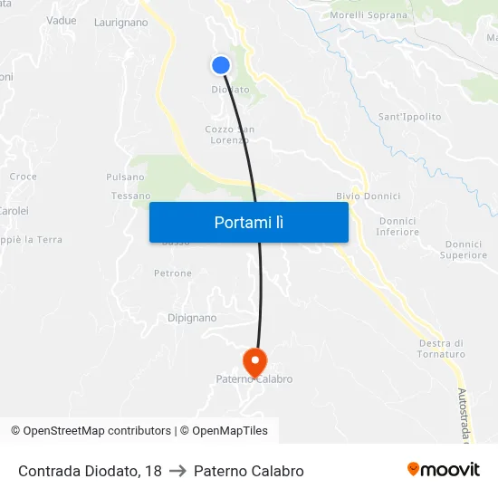 Contrada Diodato, 18 to Paterno Calabro map