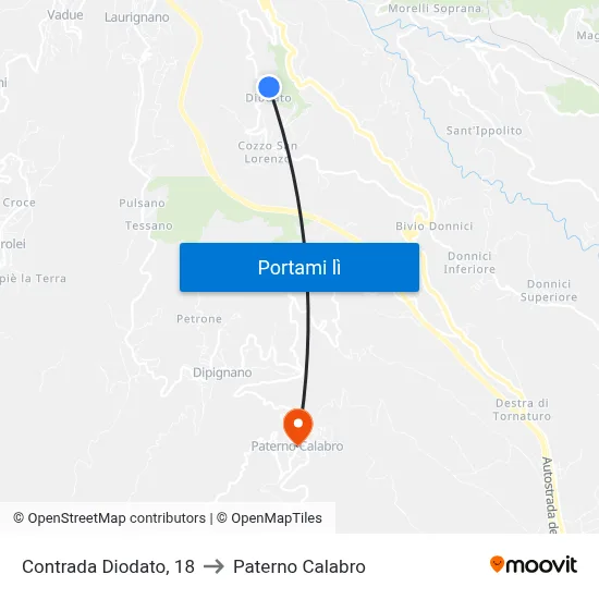 Contrada Diodato, 18 to Paterno Calabro map