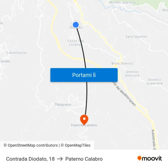 Contrada Diodato, 18 to Paterno Calabro map