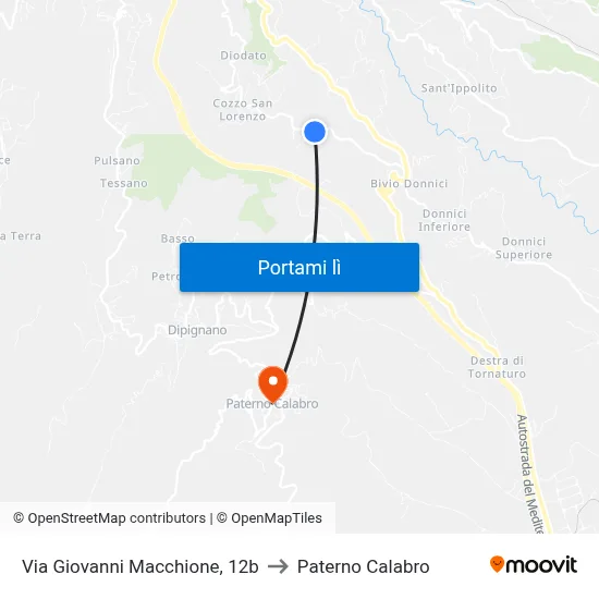 Via Giovanni Macchione, 12b to Paterno Calabro map