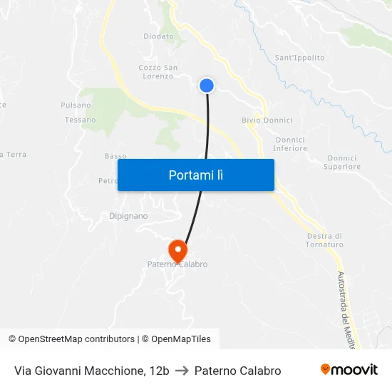 Via Giovanni Macchione, 12b to Paterno Calabro map