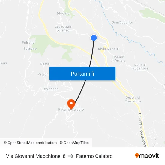 Via Giovanni Macchione, 8 to Paterno Calabro map