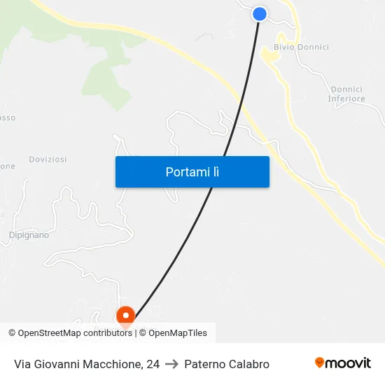 Via Giovanni Macchione, 24 to Paterno Calabro map