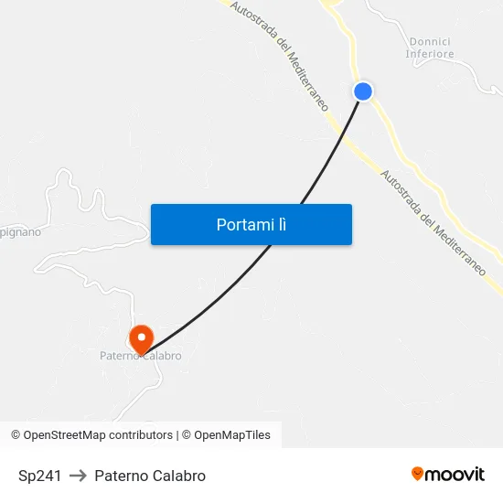 Sp241 to Paterno Calabro map