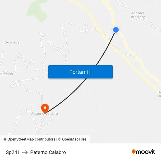 Sp241 to Paterno Calabro map