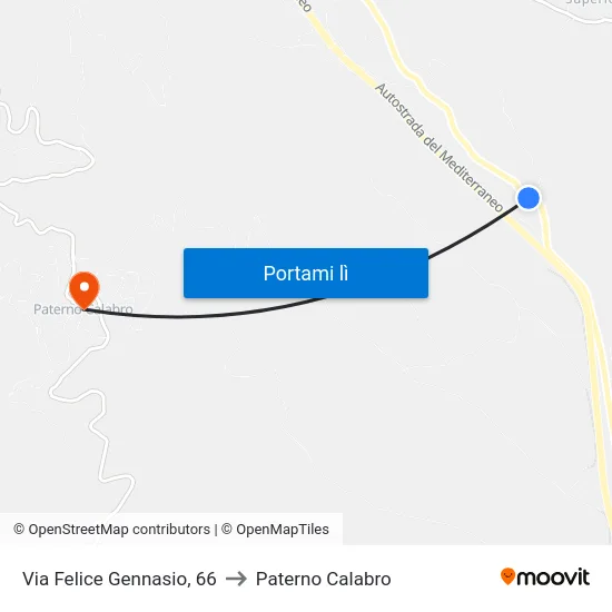 Via Felice Gennasio, 66 to Paterno Calabro map