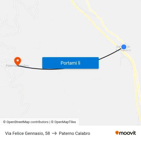 Via Felice Gennasio, 58 to Paterno Calabro map
