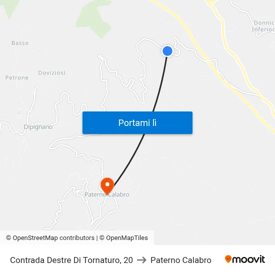 Contrada Destre Di Tornaturo, 20 to Paterno Calabro map