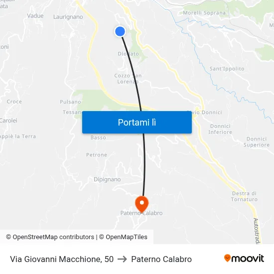 Via Giovanni Macchione, 50 to Paterno Calabro map