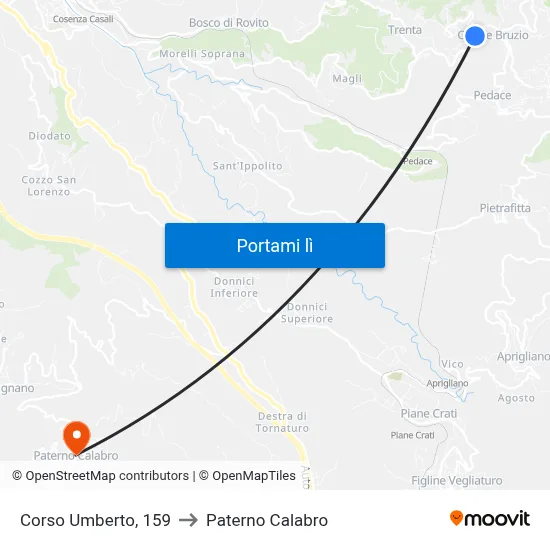 Corso Umberto, 159 to Paterno Calabro map