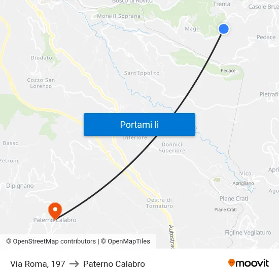 Via Roma, 197 to Paterno Calabro map