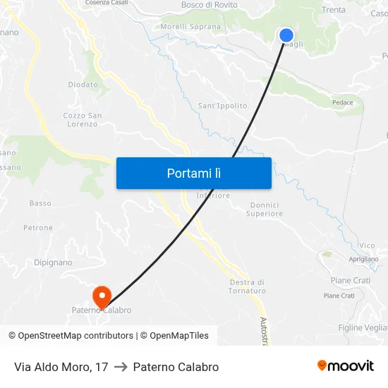 Via Aldo Moro, 17 to Paterno Calabro map
