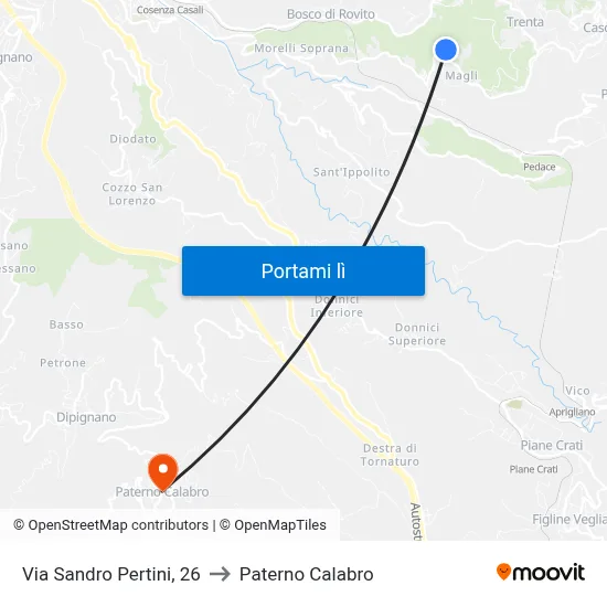 Via Sandro Pertini, 26 to Paterno Calabro map