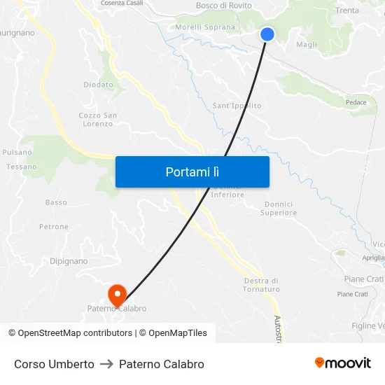 Corso Umberto to Paterno Calabro map