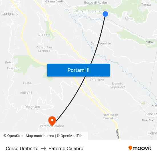 Corso Umberto to Paterno Calabro map