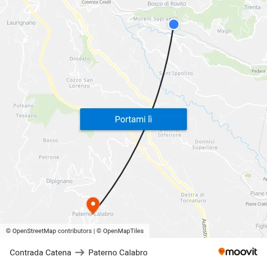 Contrada Catena to Paterno Calabro map