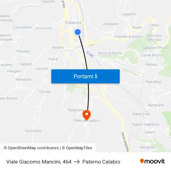 Viale Giacomo Mancini, 464 to Paterno Calabro map