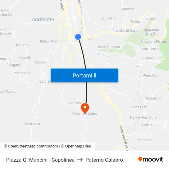 Piazza G. Mancini - Capolinea to Paterno Calabro map