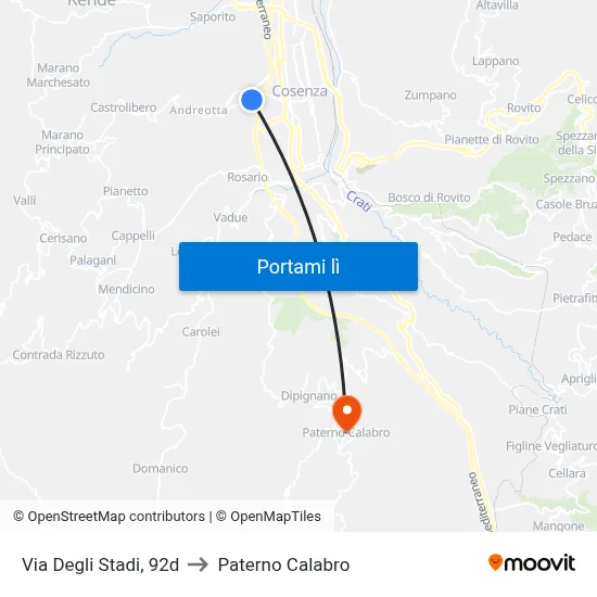 Via Degli Stadi, 92d to Paterno Calabro map