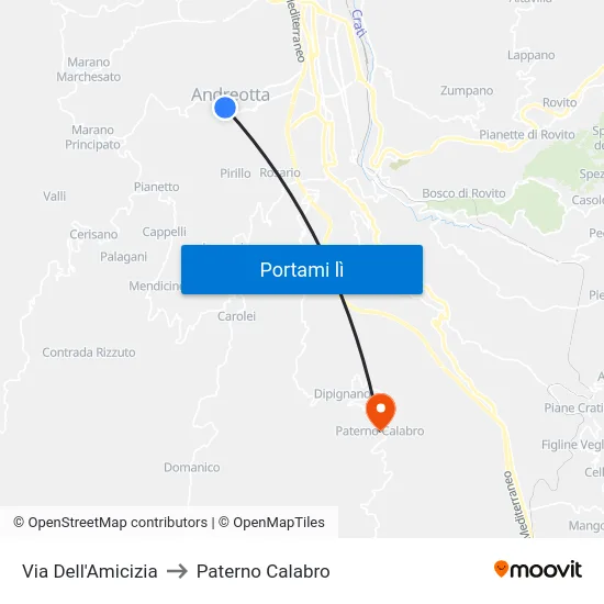 Via Dell'Amicizia to Paterno Calabro map