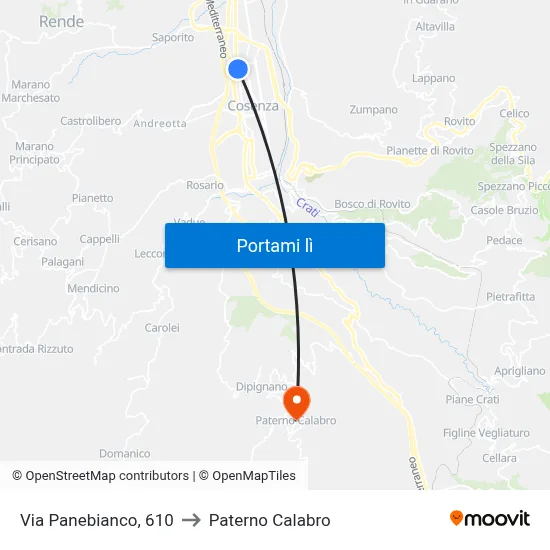 Via Panebianco, 610 to Paterno Calabro map