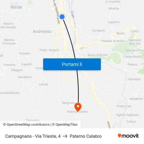 Campagnano - Via Trieste, 4 to Paterno Calabro map